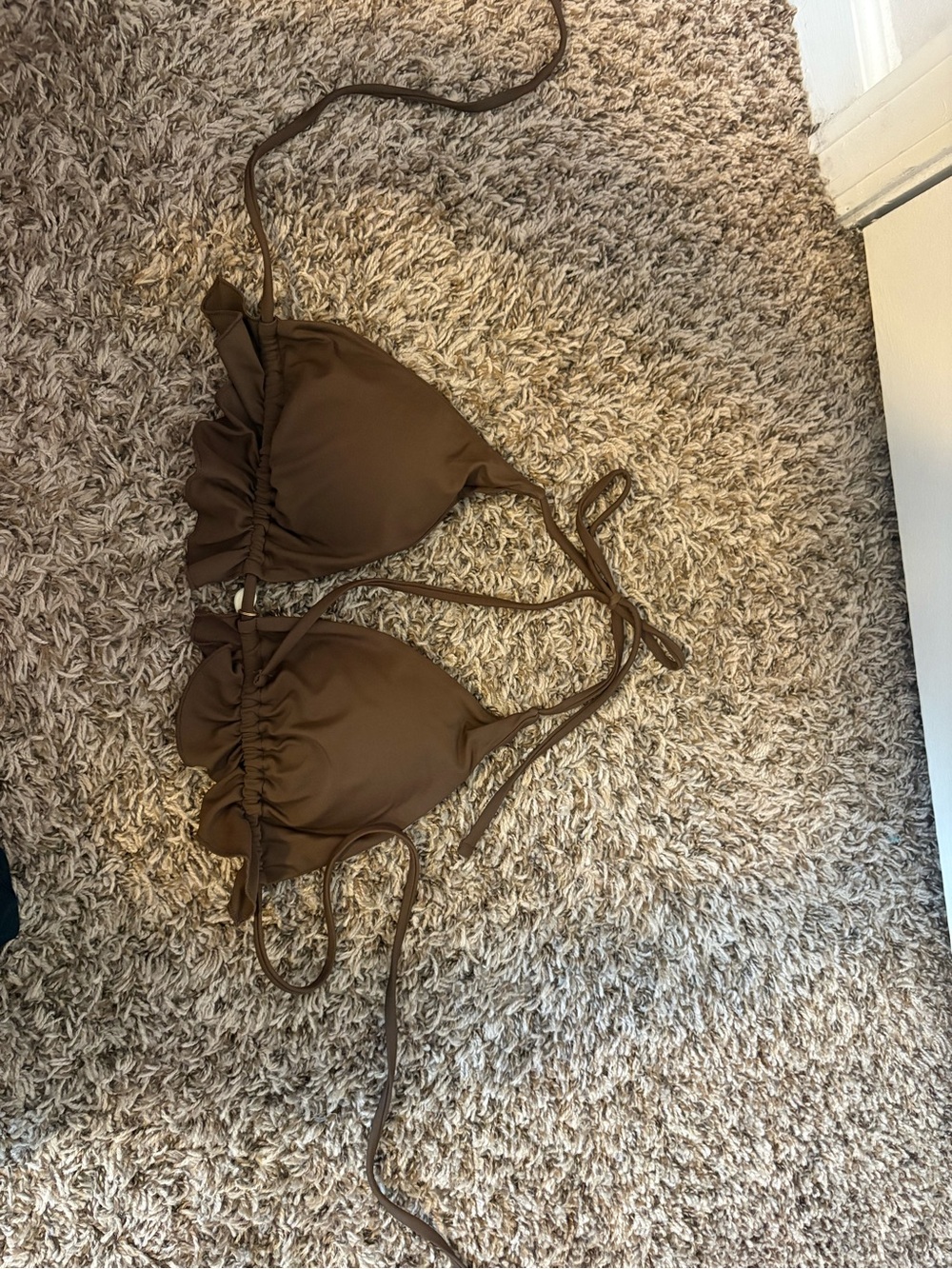Chocolate Brown Ruched Triangle Swim Top